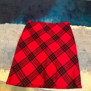 Talbots red plaid knee length skirt